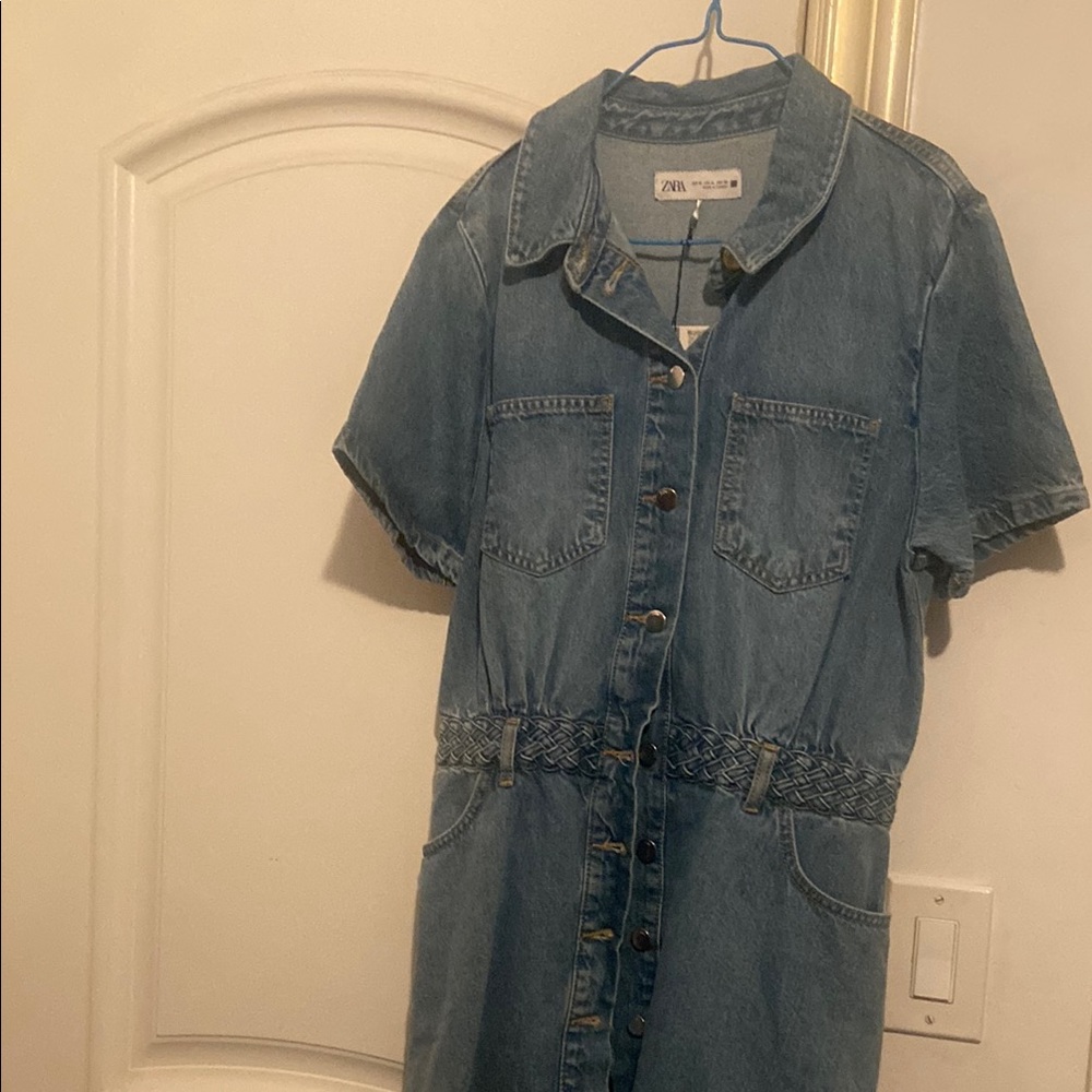 Zara Blue Denim Short Sleeve Dress